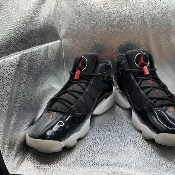 Size 11 Jordan 6 Rings Mens Black Gym‎ Red White Basketball Shoes 322992-064 - Picture 3 of 12